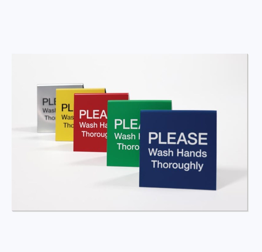 Customized Laser Engraved Text Tabletop Tent Signs Double-sided Acrylic Counter Tent Health Safety Signs
